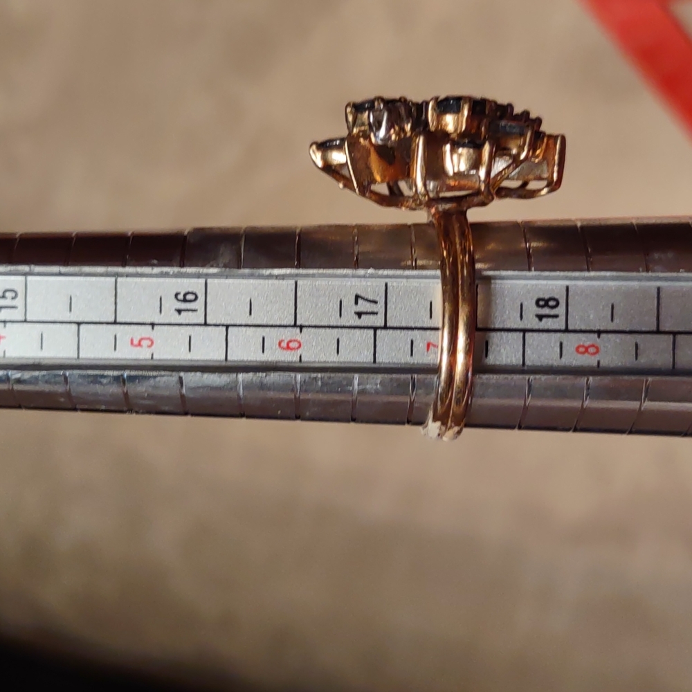 Blue sapphire And diamond ring 14 kt yellow gold - Picture 11 of 12